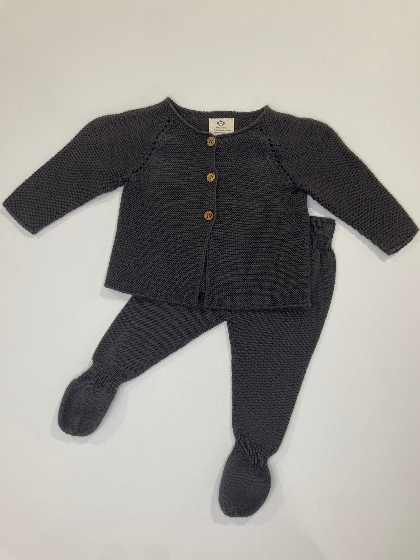 Organic knit newborn set in grey worn lifestyle view