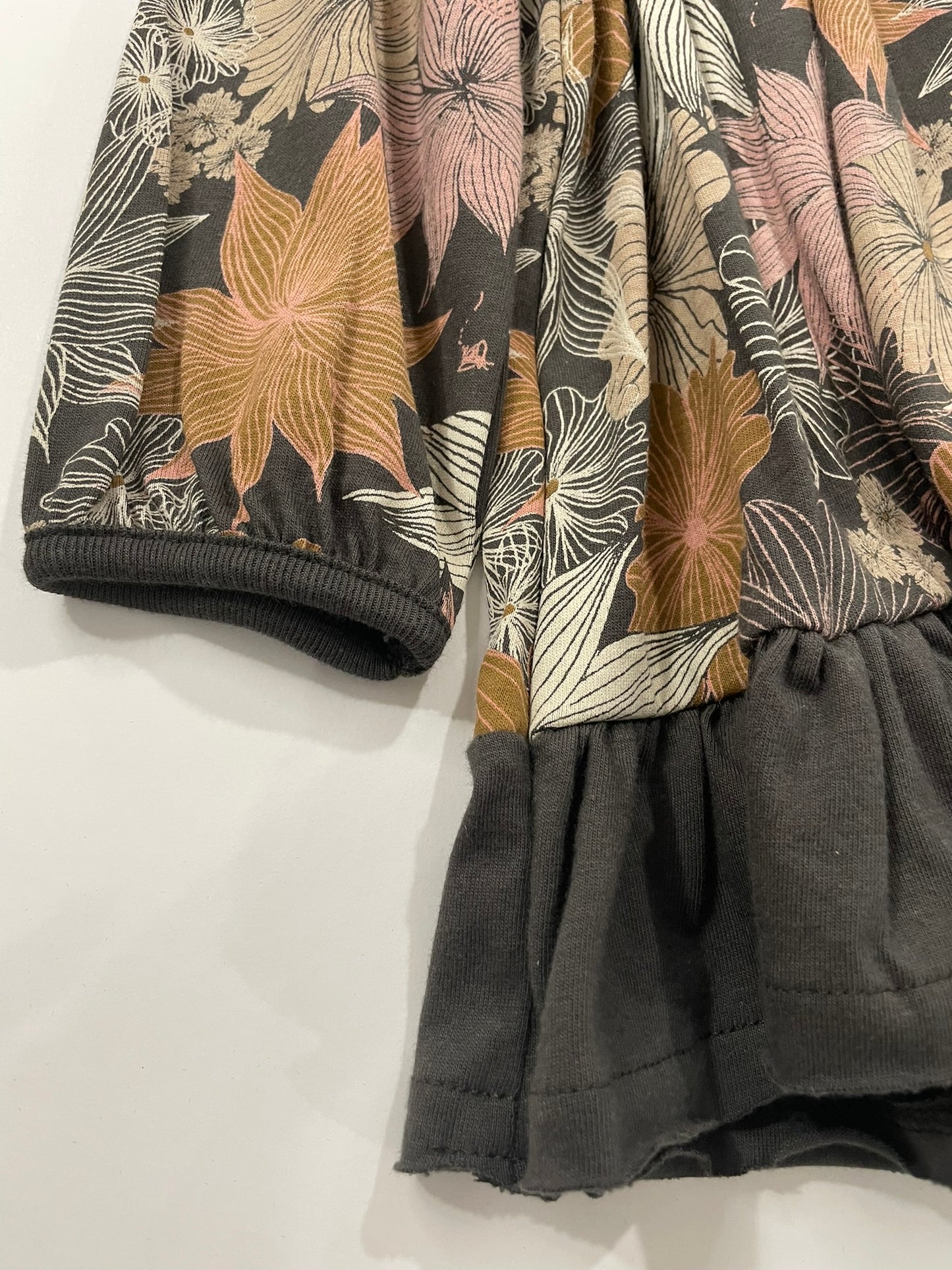 Organic cotton floral dress flat lay product view