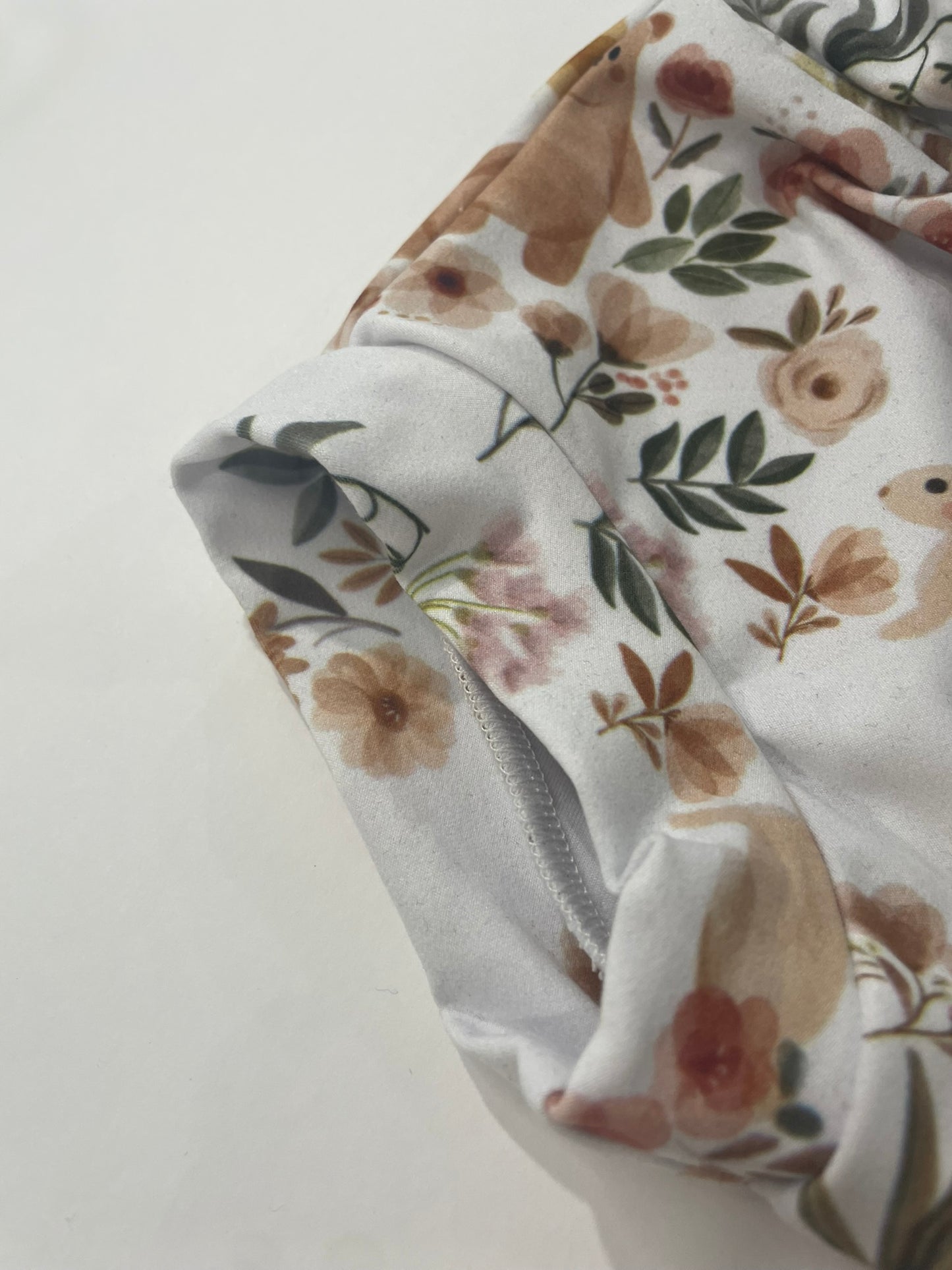 Floral woodland baby bummies soft cotton detail view