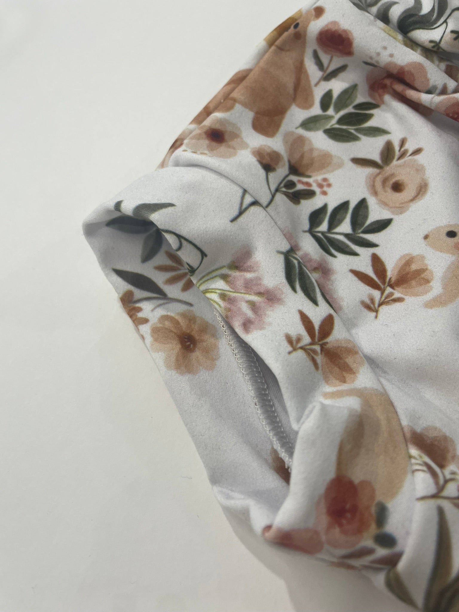 Floral woodland baby bummies soft cotton detail view