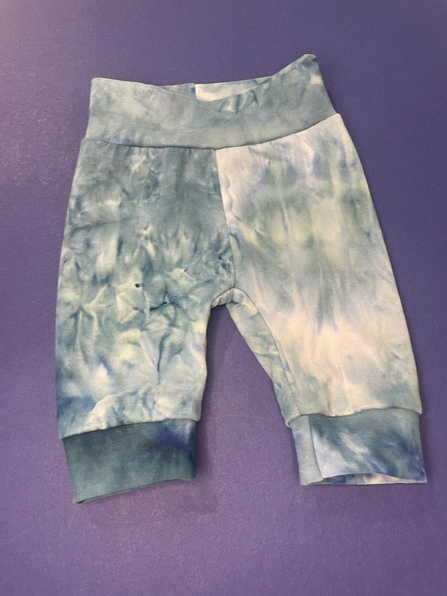 Handmade teal tie-dye kids jogger pants alternate view