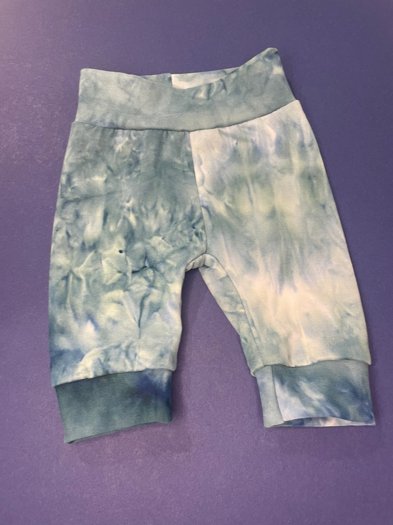 Handmade teal tie-dye kids jogger pants alternate view
