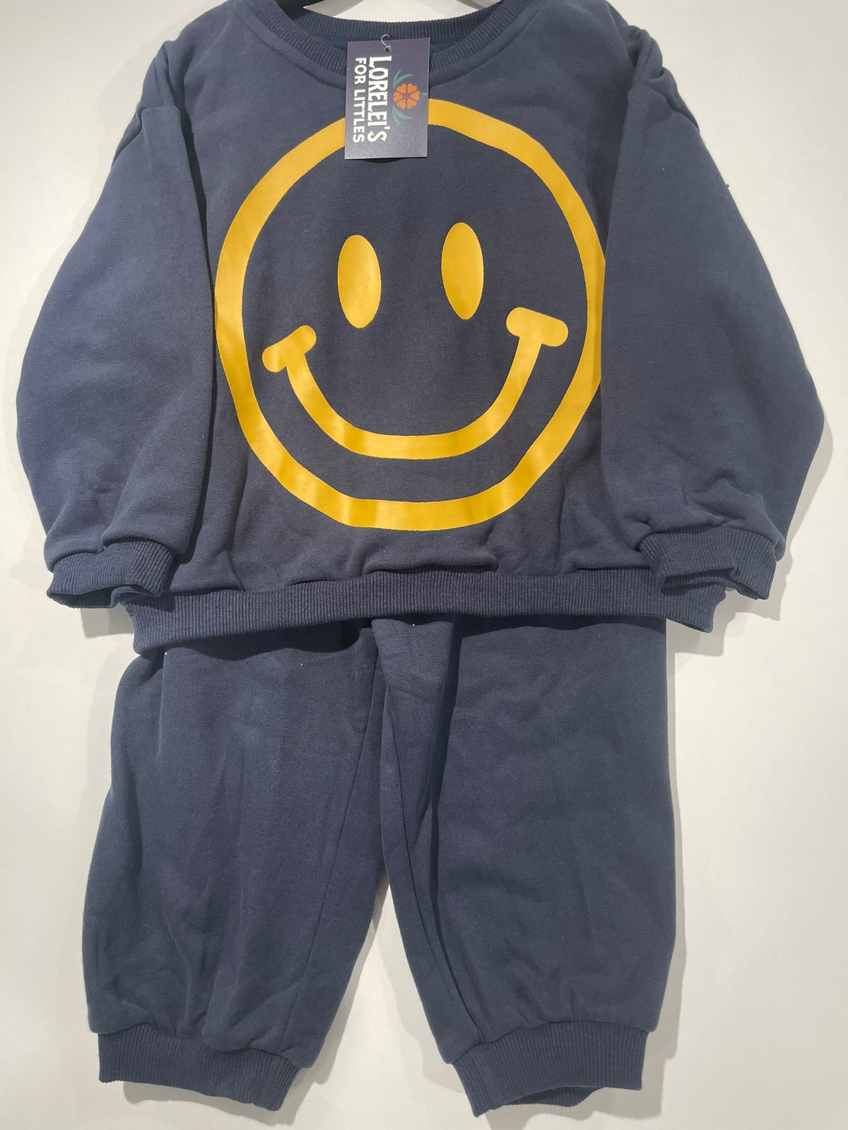 Navy Happy sweatsuit for kids alternate view