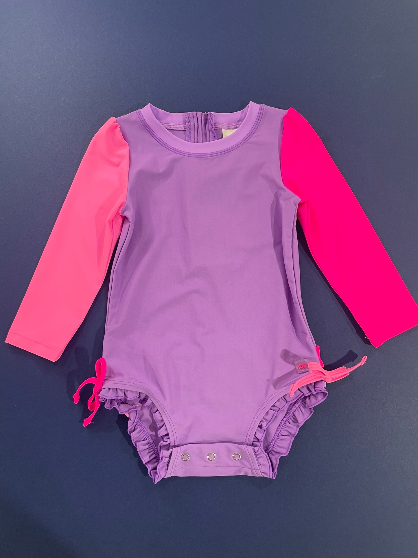 Hi-Vis Color Block Ruffle Swimsuit