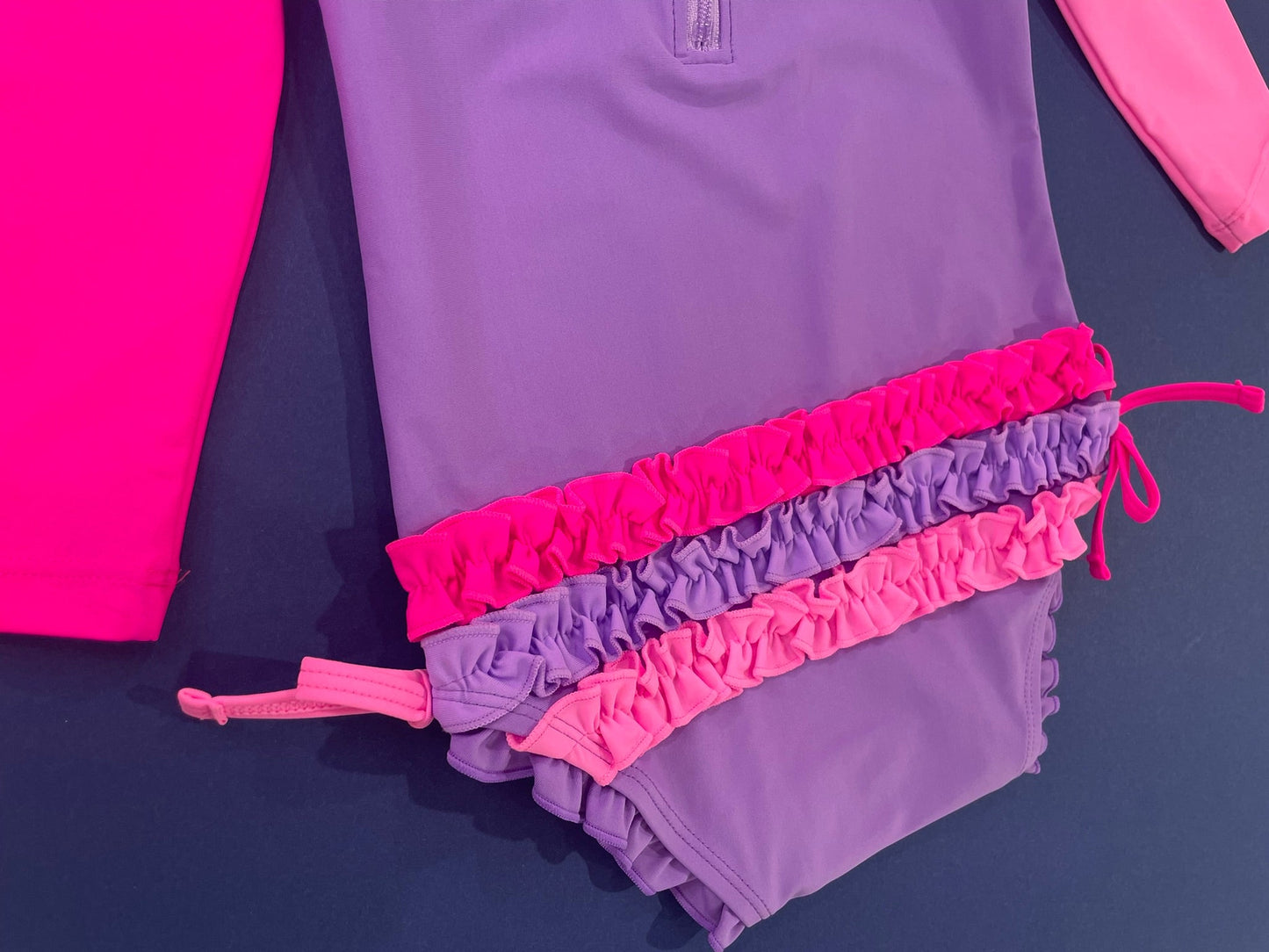 Hi-Vis Color Block Ruffle Swimsuit
