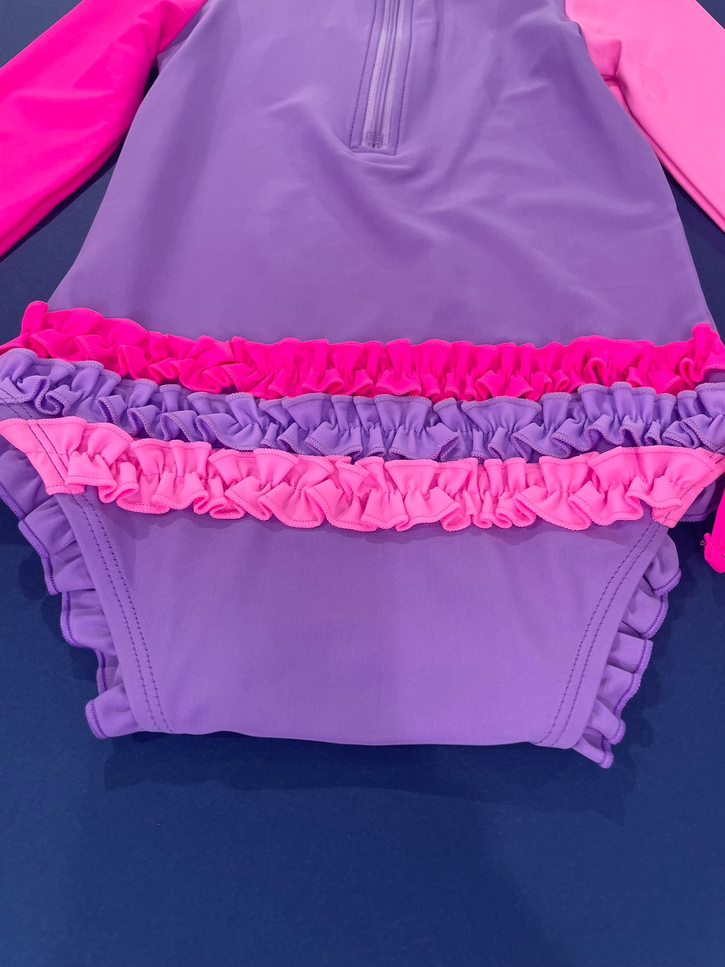 Hi-Vis Color Block Ruffle Swimsuit