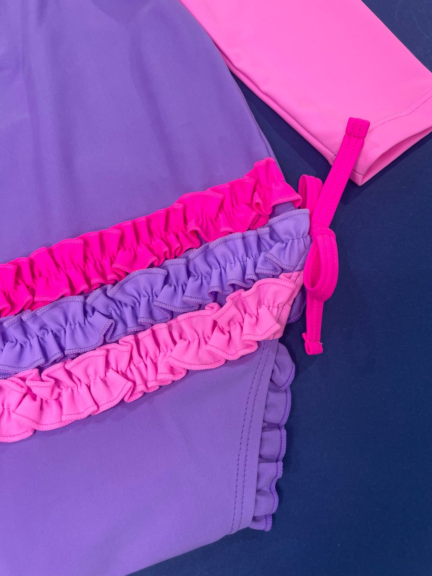 Hi-Vis Color Block Ruffle Swimsuit