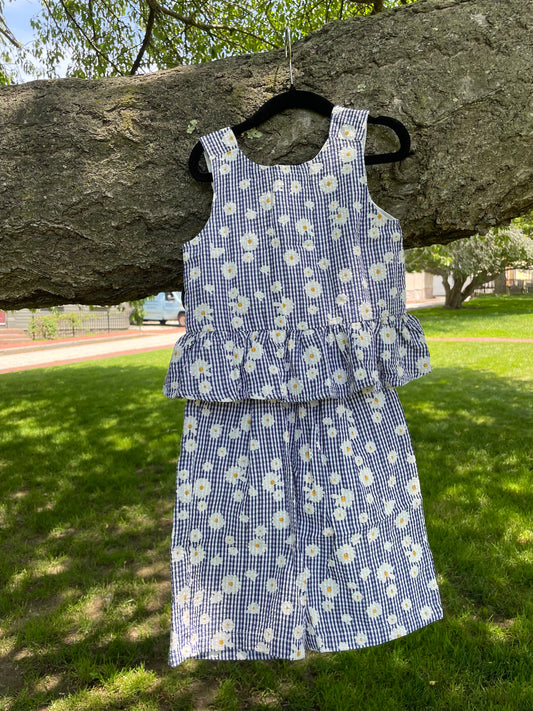 Floral plaid tank for girls soft fabric sleeveless boutique front view