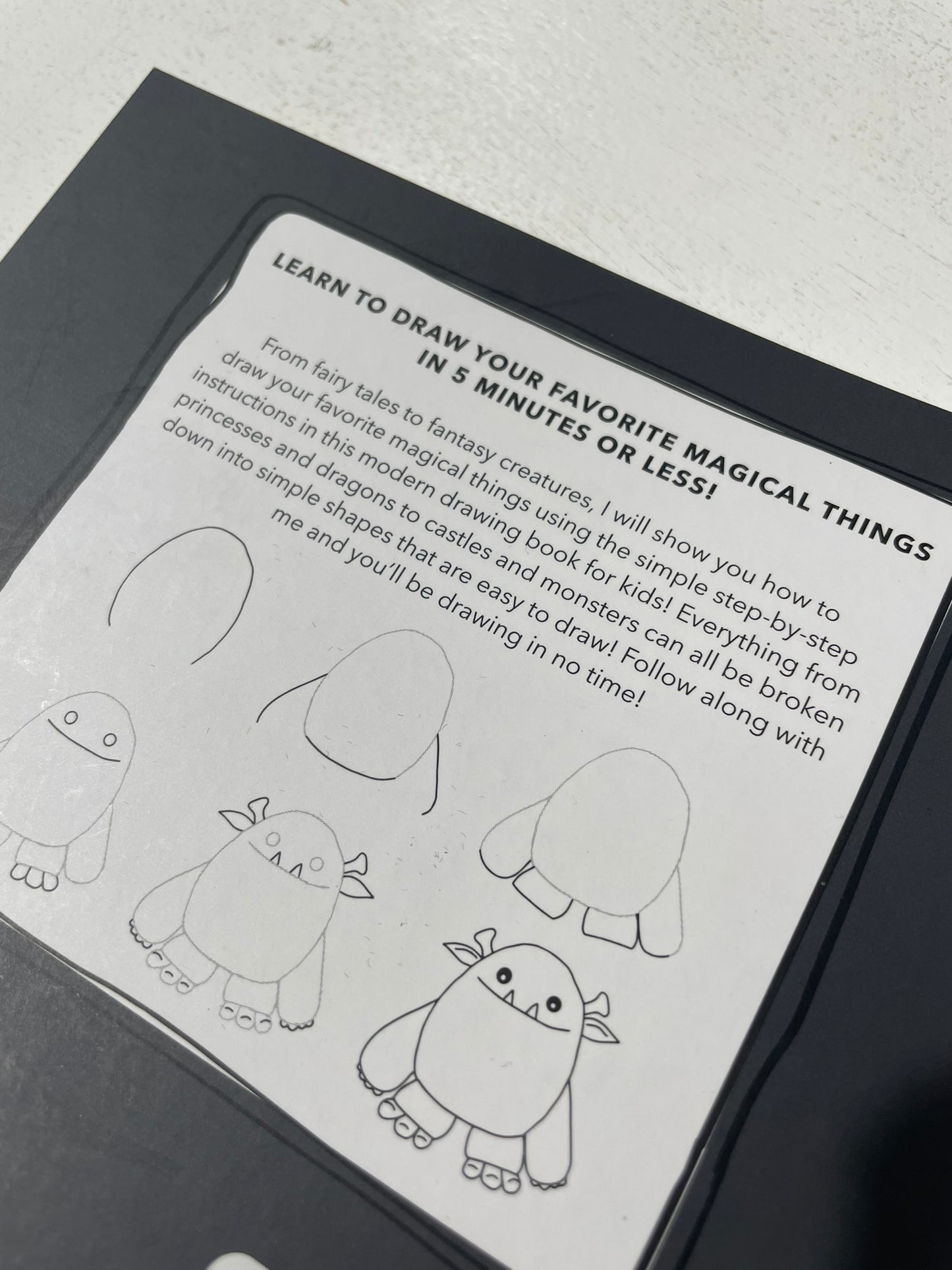 Magical Things How to Draw book for kids open pages lifestyle view