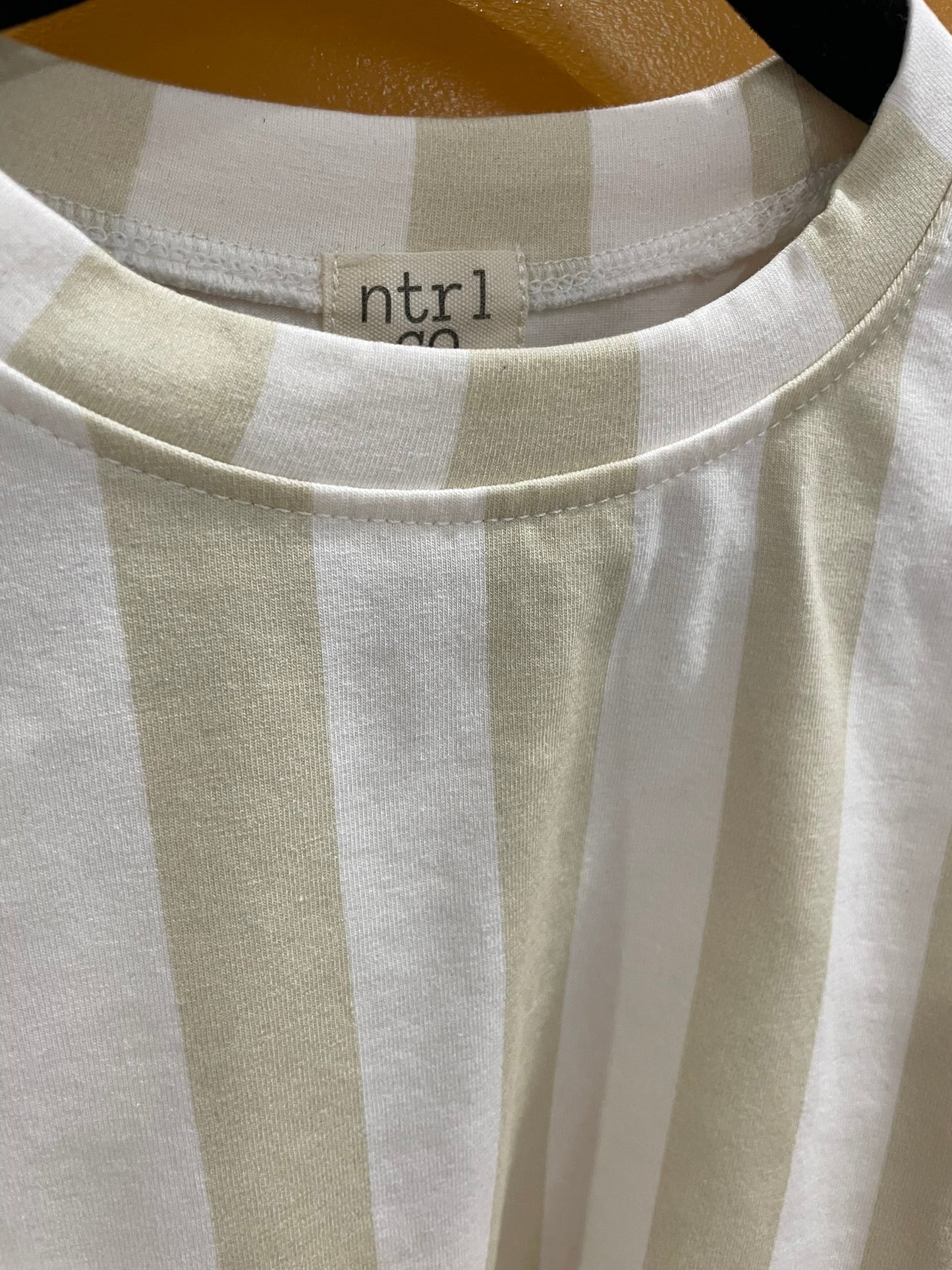 Beach Lines tan set close up print and fabric detail