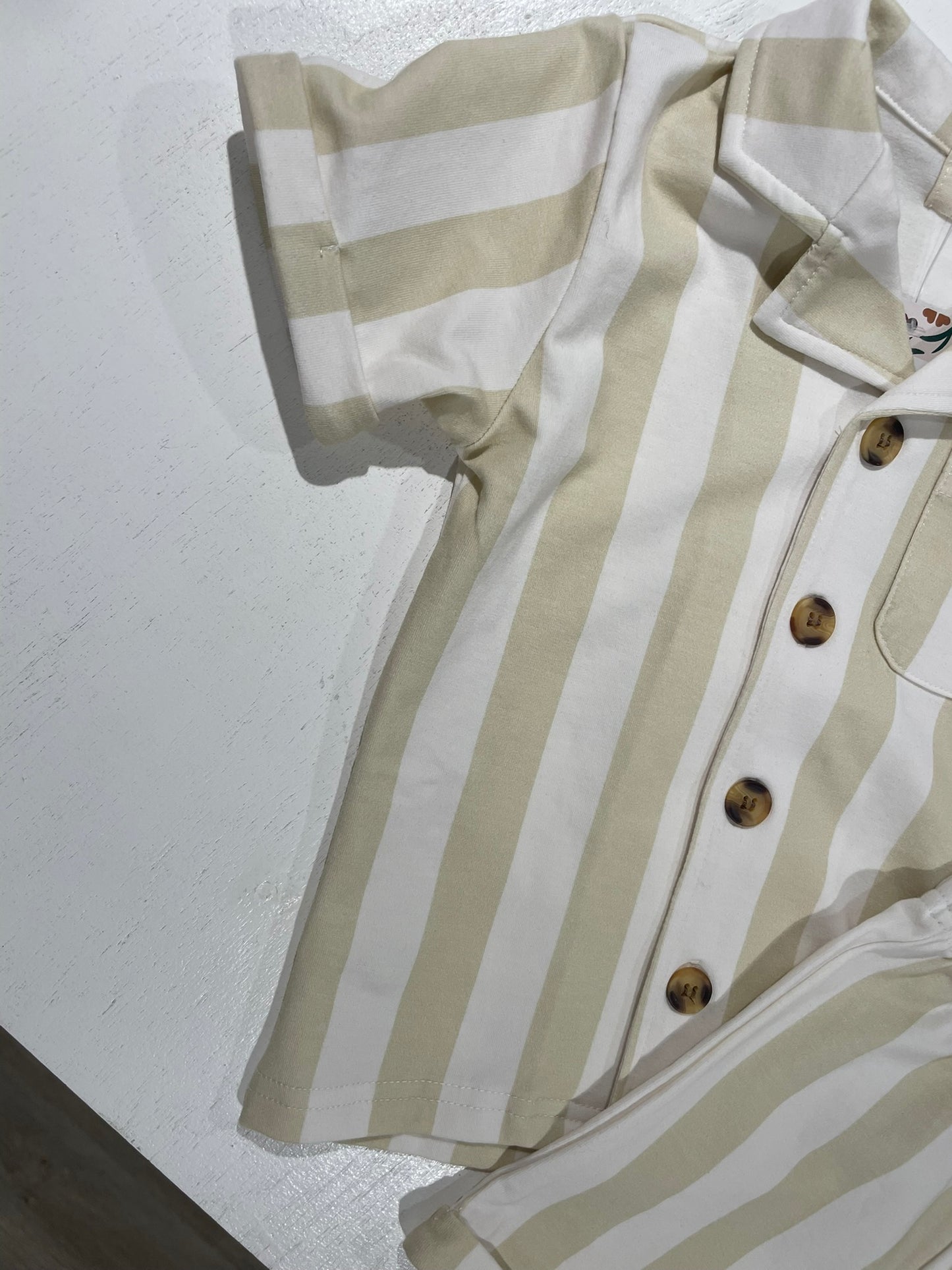 Beach Lines polo set in tan for boys worn lifestyle view