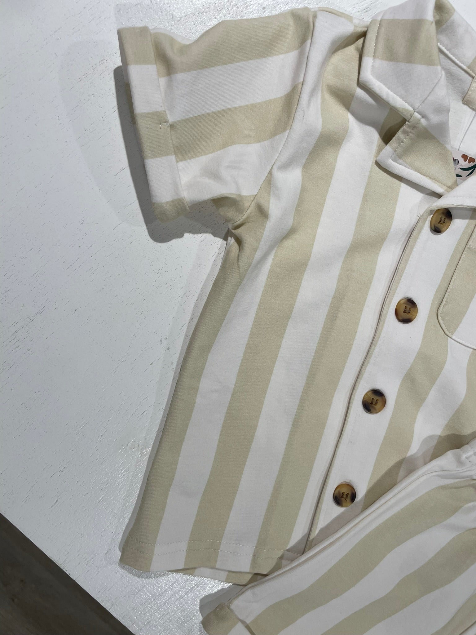 Beach Lines polo set in tan for boys worn lifestyle view