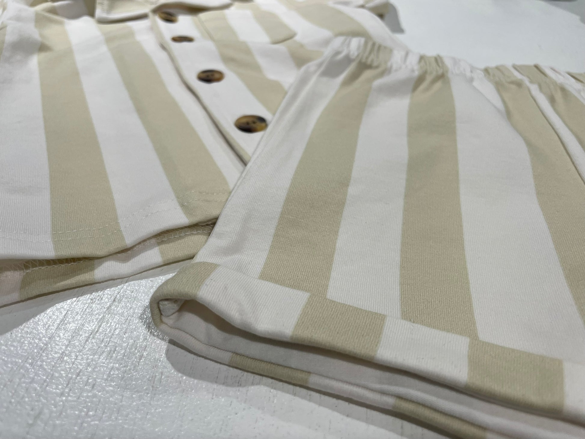 Kids in Beach Lines tan polo set outdoor casual view