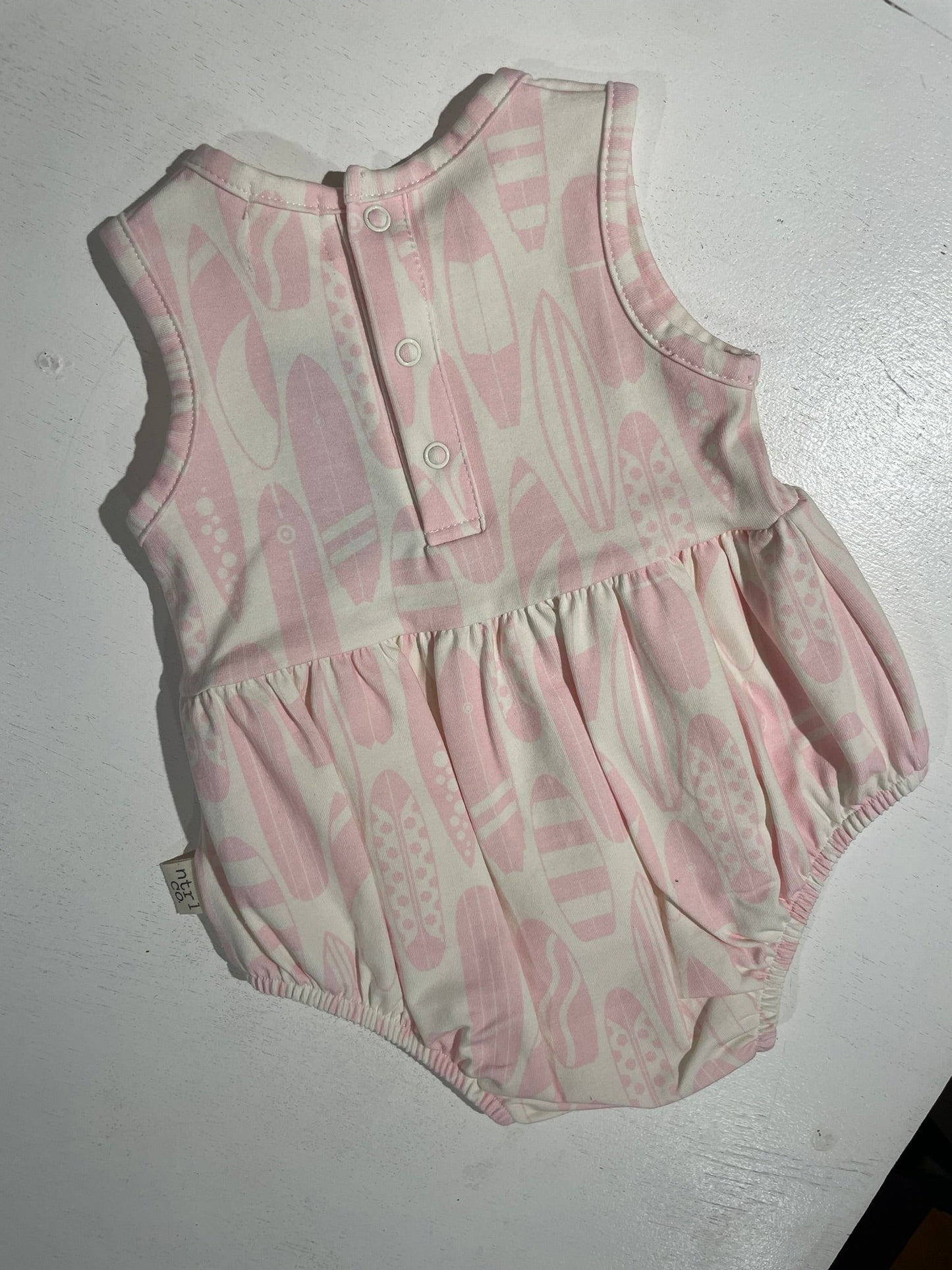 Surfs Up baby bubble romper close up print detail
