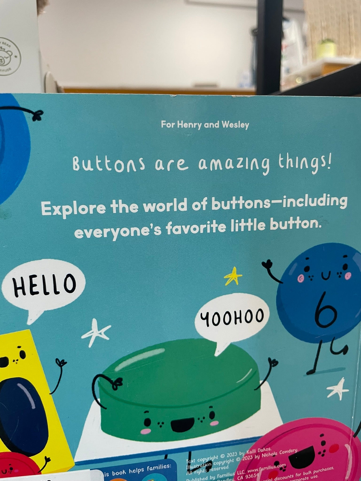 Buttons interactive board book open pages view