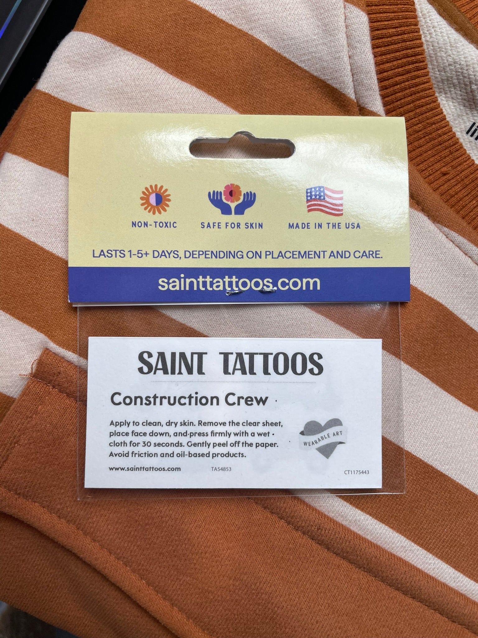 Kids construction temporary tattoos close up sheet detail
