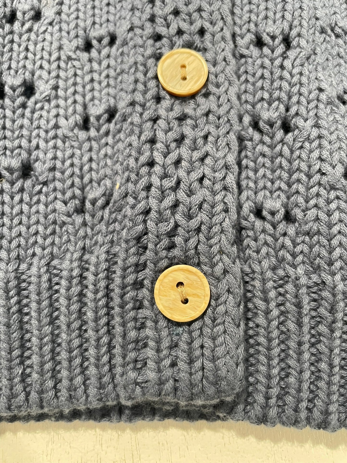 Cotton sapphire teddy cardigan flat lay product view