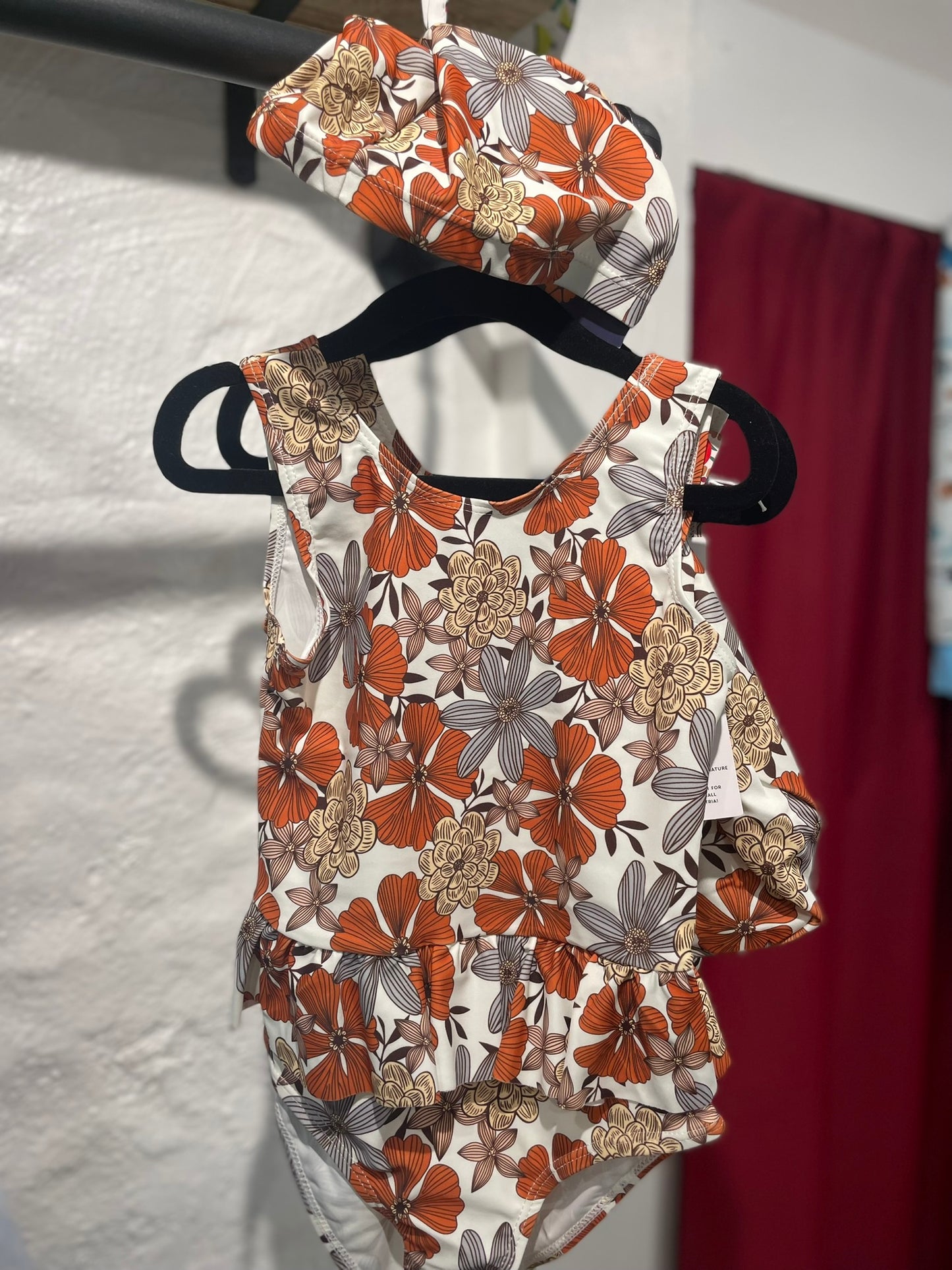 Floral safari swimsuit for girls worn lifestyle view
