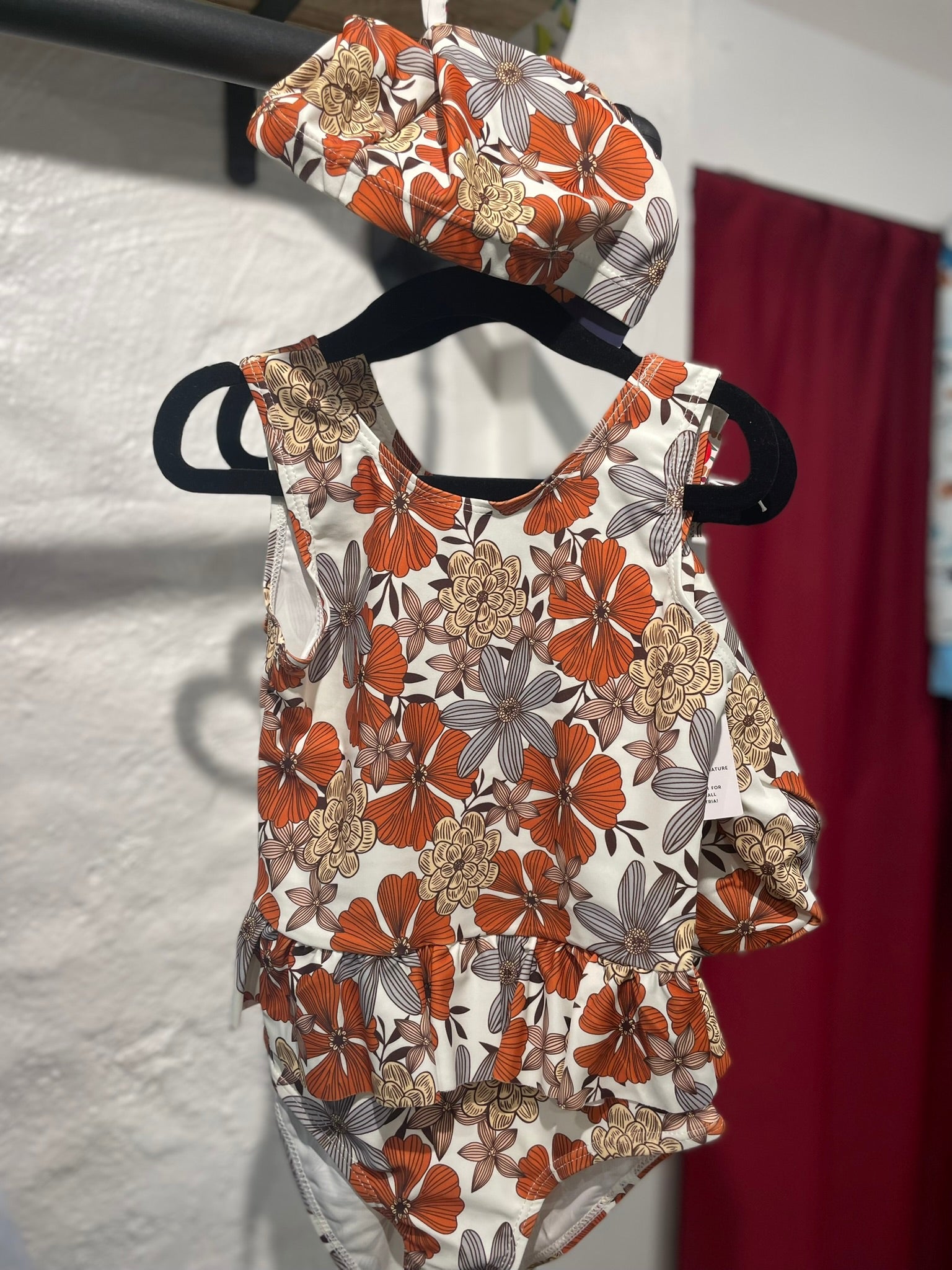 Floral safari swimsuit for girls worn lifestyle view