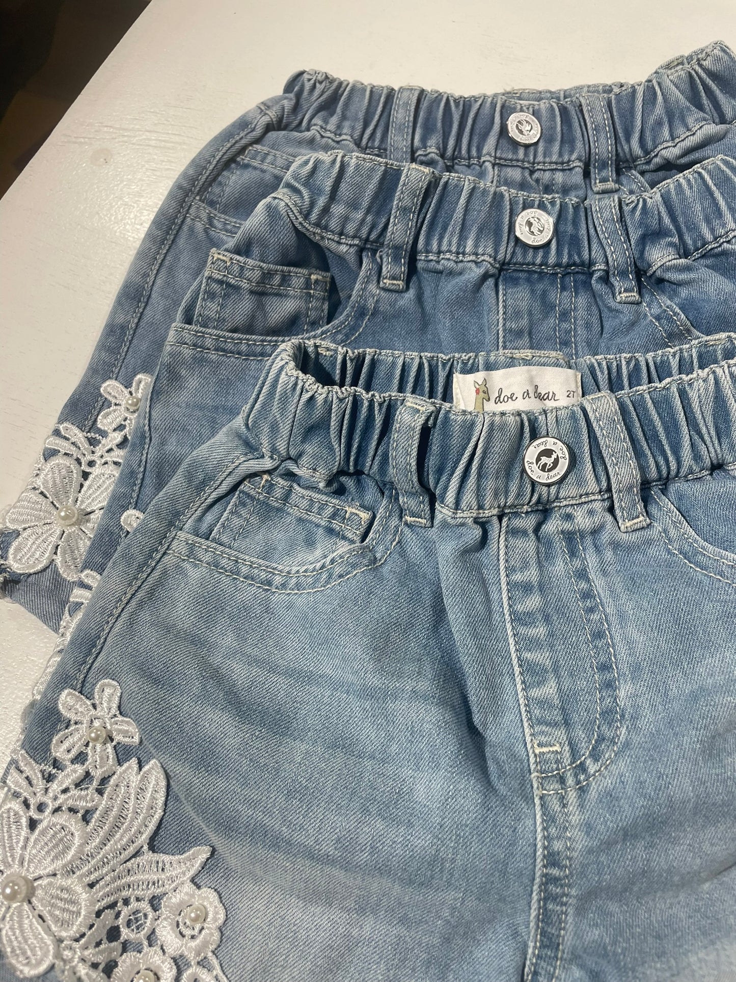 Girls lace patch shorts back view