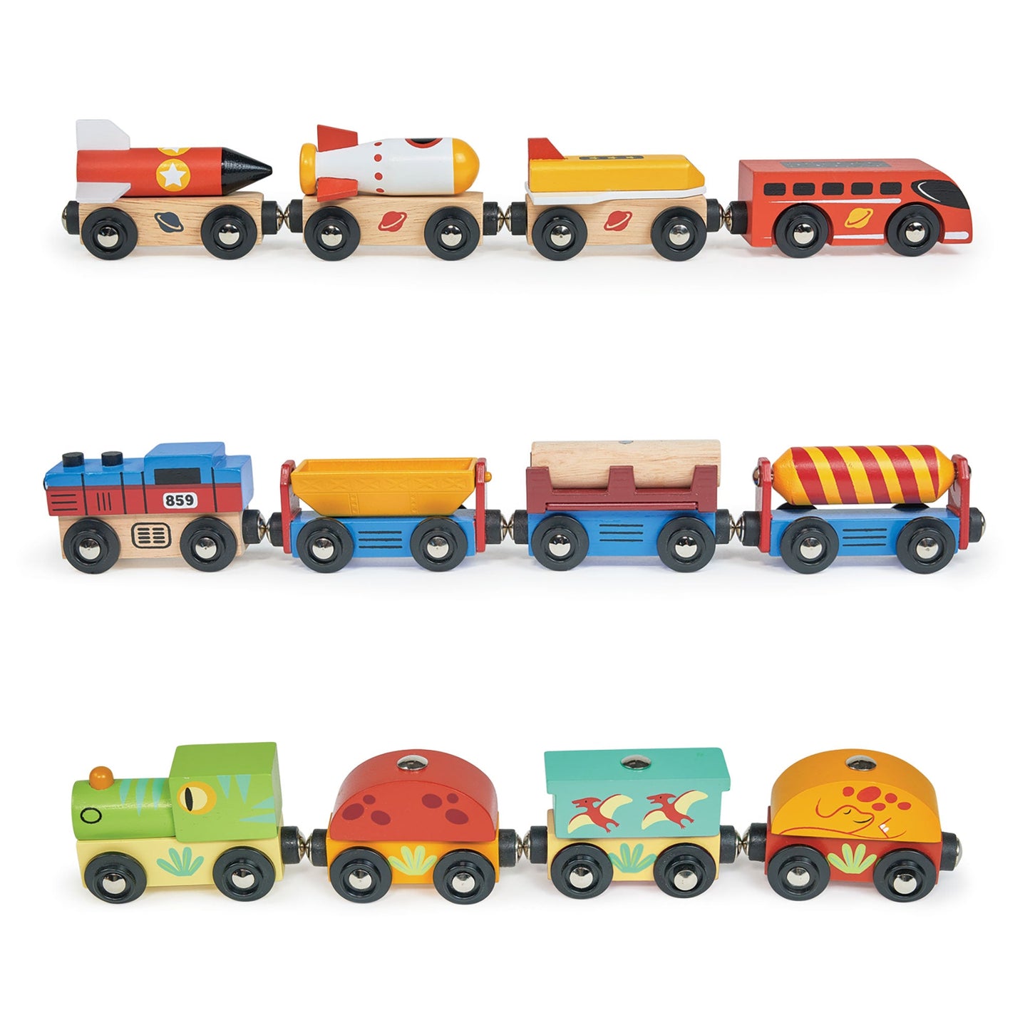 Adventure trains bundle kids wooden railway set front view