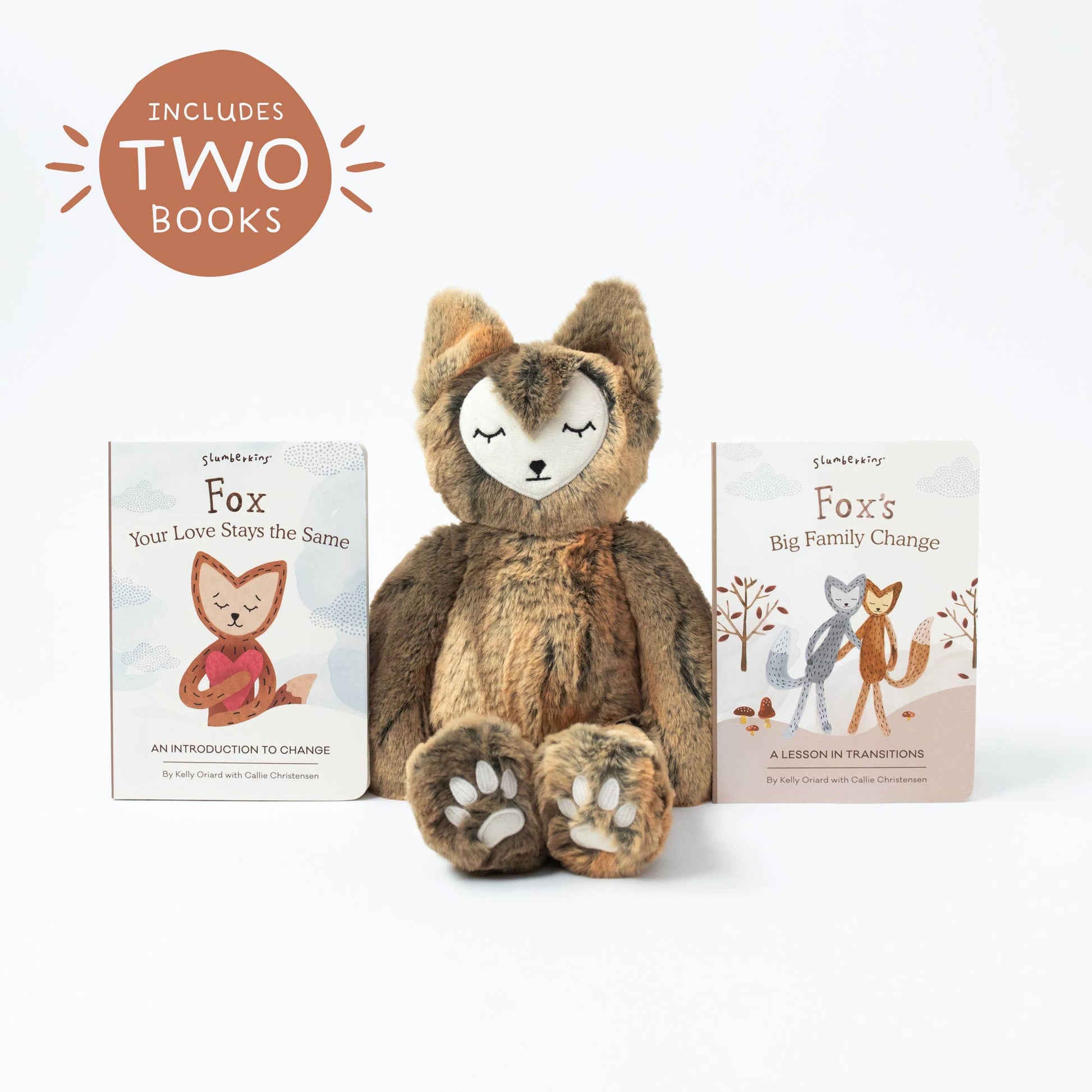 Fox plush and books set for kids soft toy and story bundle front view