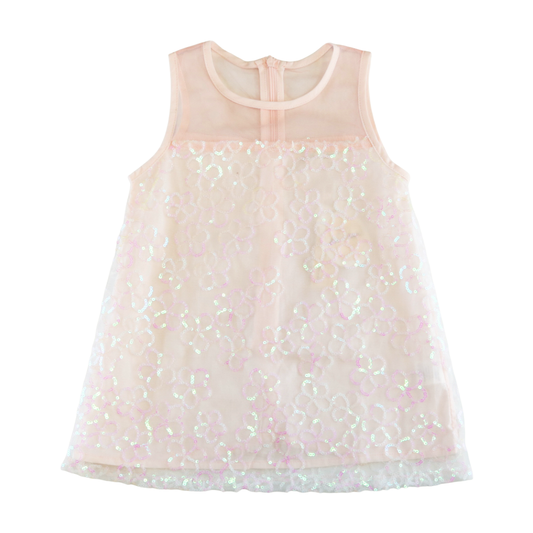 Floral sequin dress in pastel pink for kids