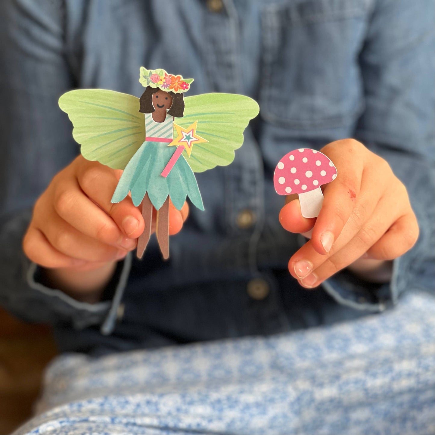 Kids fairy peg doll kit contents lifestyle view