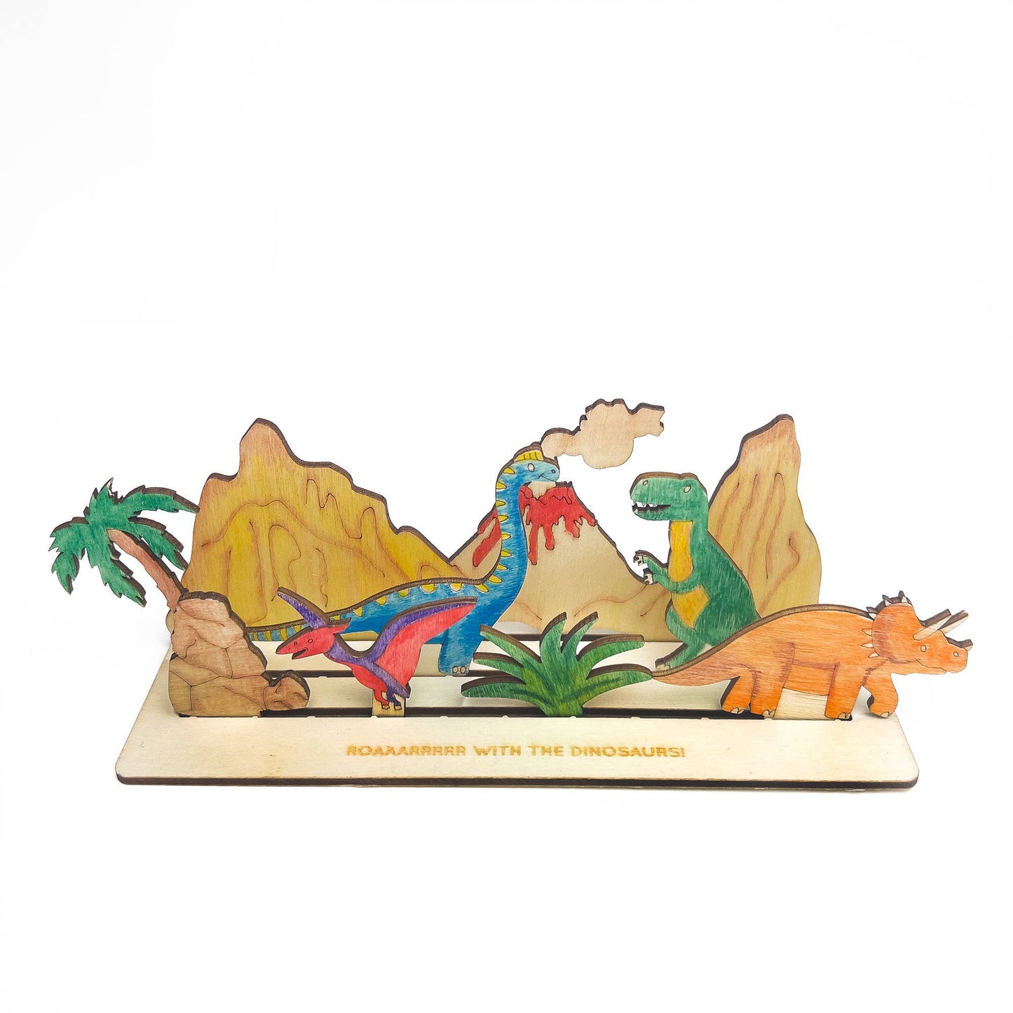 Dinosaur scene craft kit flat lay product view