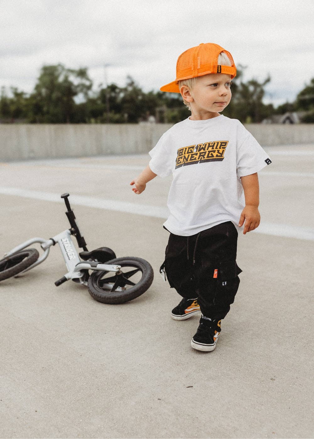 Boys relaxed fit black cargo pants in soft breathable cotton blend lifestyle view