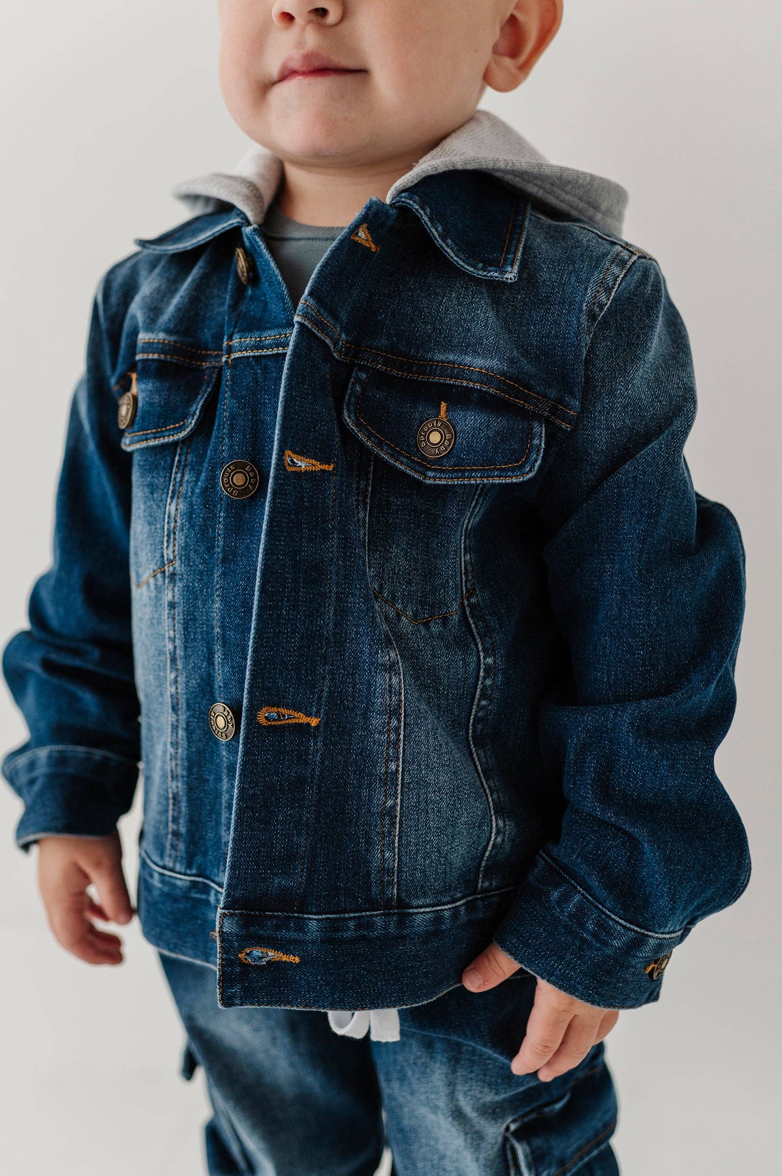 Hooded denim jacket for kids