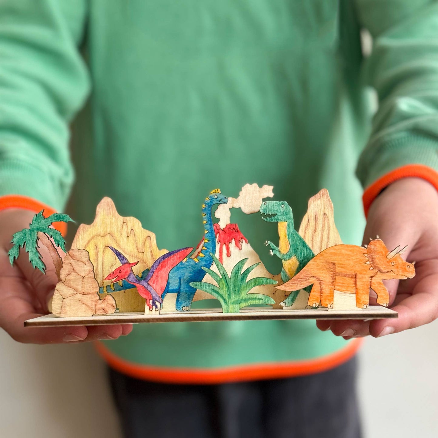 Kids dinosaur scene kit contents lifestyle view
