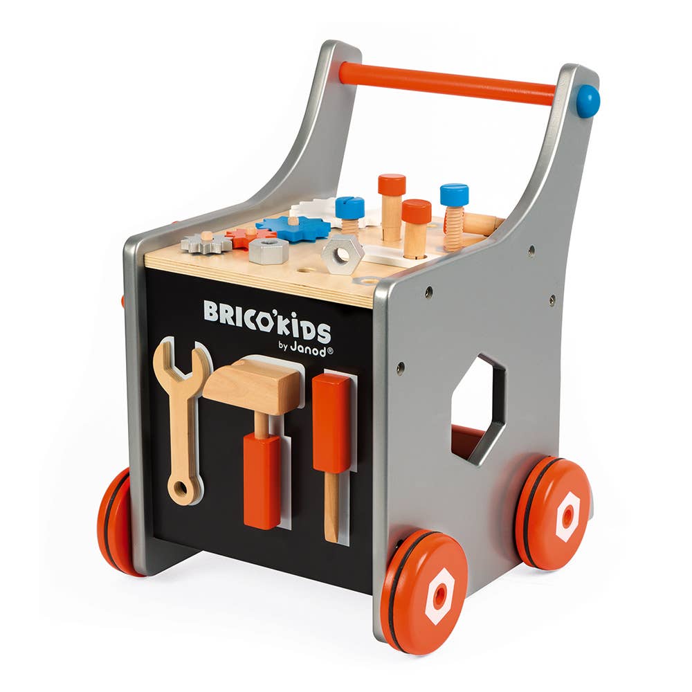 Wooden tool cart walker for toddlers, view 3