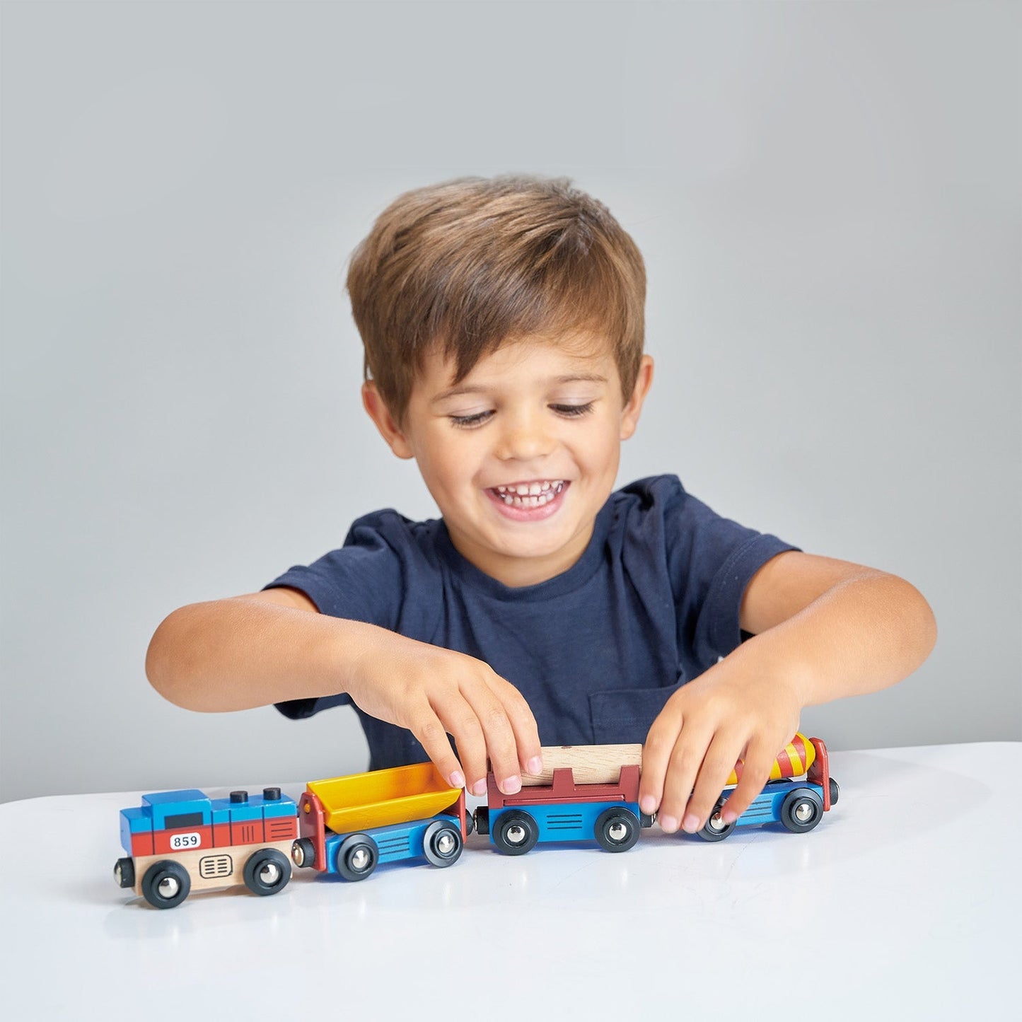 Kids wooden adventure trains set complete layout view