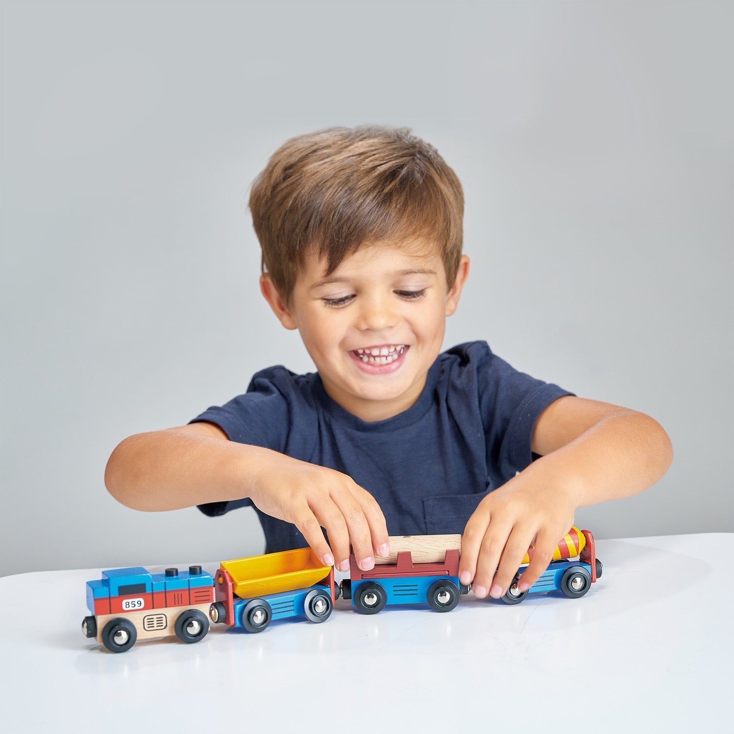 Kids wooden adventure trains set complete layout view