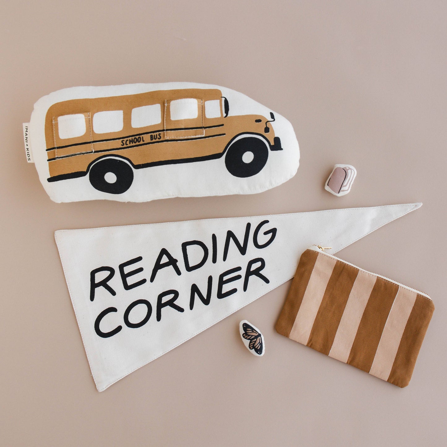 Handmade Reading Corner canvas wall pennant 15 by 7 inch hung in kids reading nook