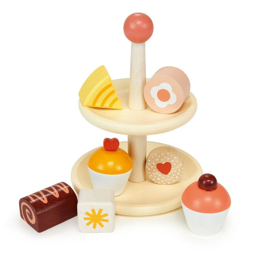 Wooden cupcake stand play set