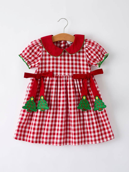 Christmas tree tassel dress for girls