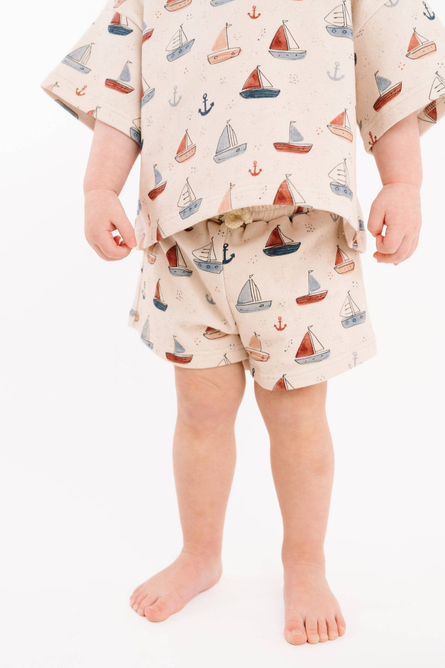 Boys nautical print slouchy set with oversized relaxed fit back view