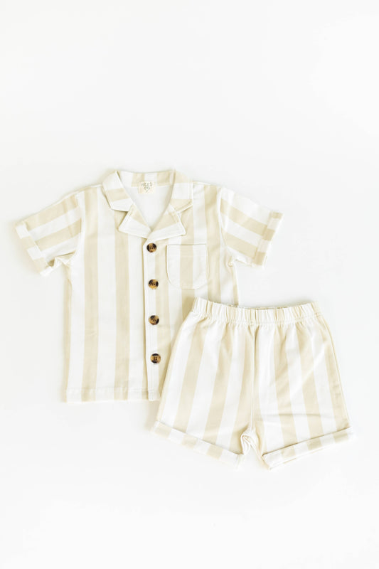 Beach Lines Polo Set - Tan