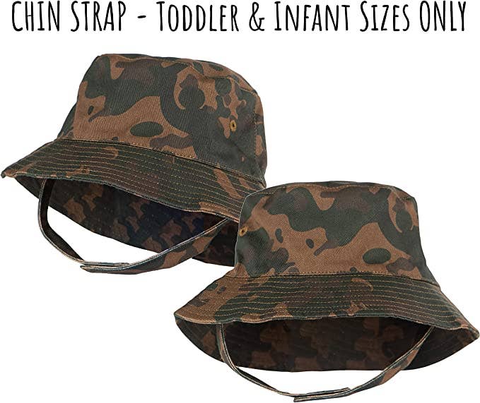 Camo kids bucket hat close up print detail