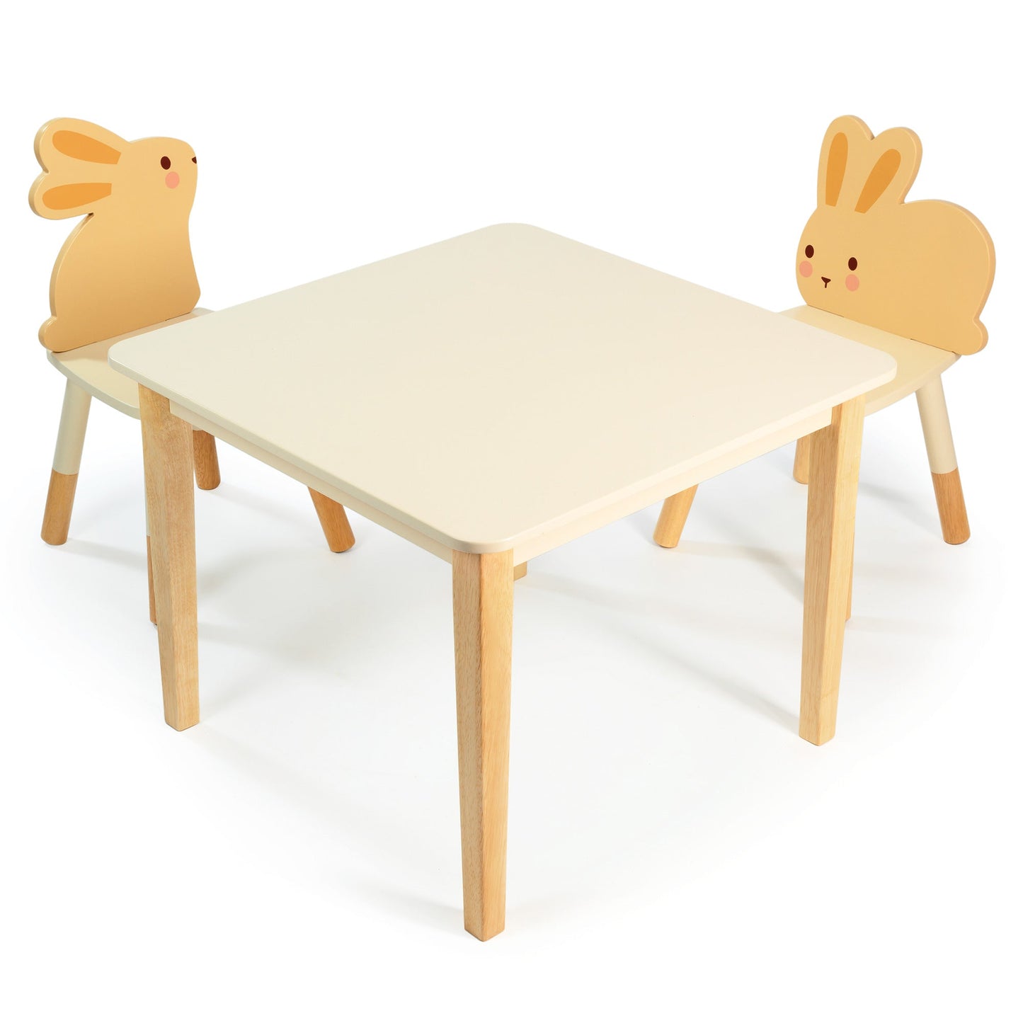 Bunny table and chair set for kids wooden children's furniture boutique front view