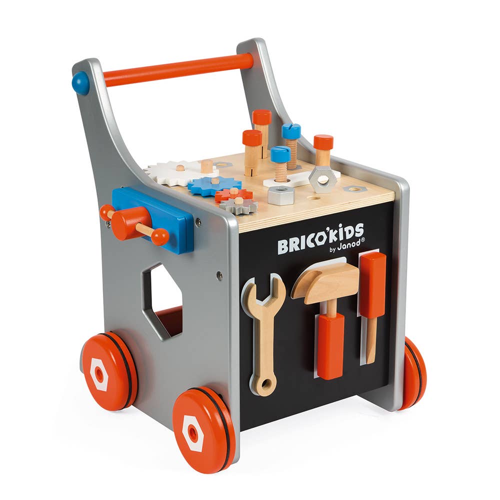 Wooden tool cart walker for toddlers, view 5