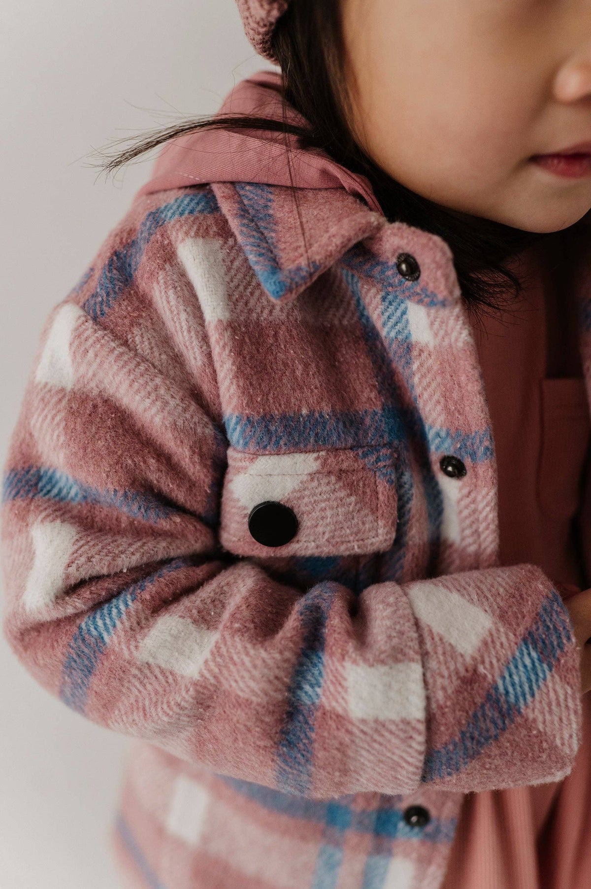 Pink hooded shacket for kids