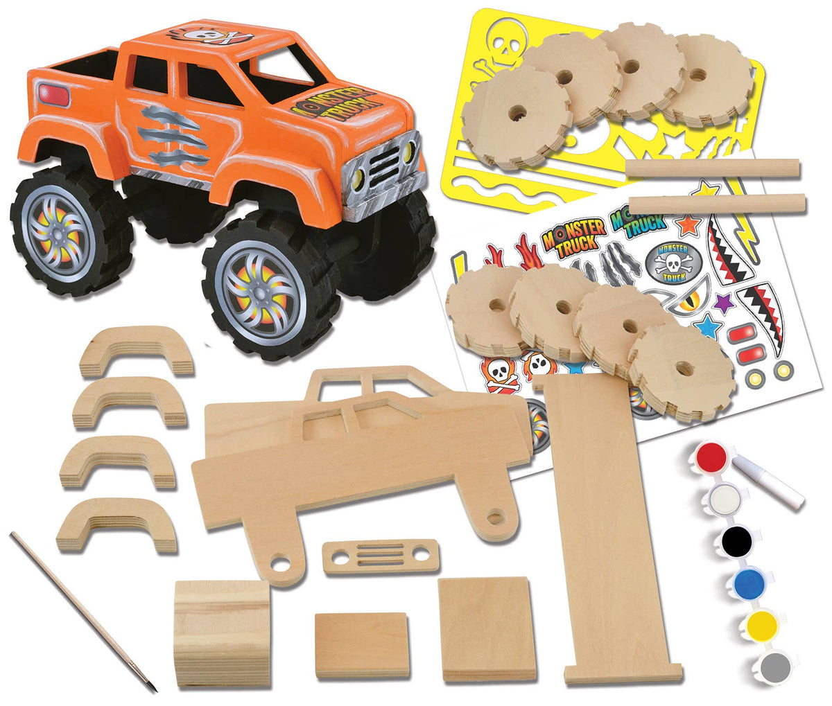 Monster Truck Buildable Wood Craft & Paint Kit