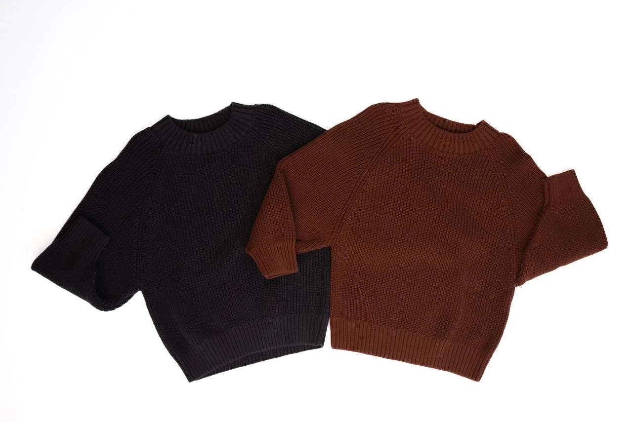Cabin crewneck sweater for kids soft cozy knit front view