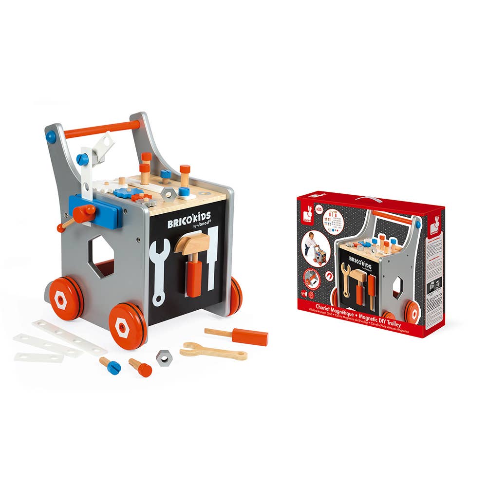 Wooden tool cart walker for toddlers, view 2