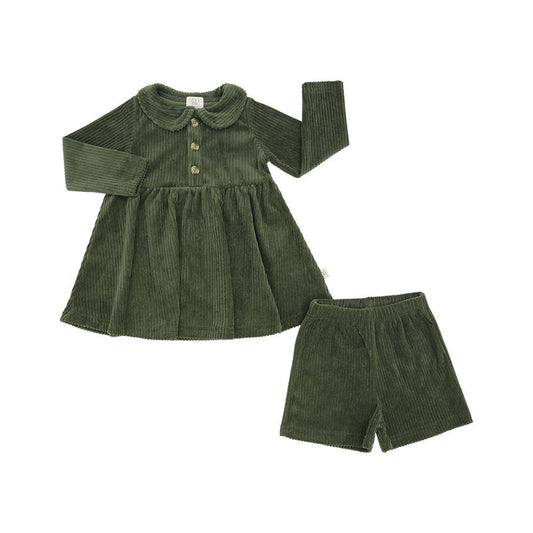 Campfire Corduroy Dress With Shorts - Evergreen