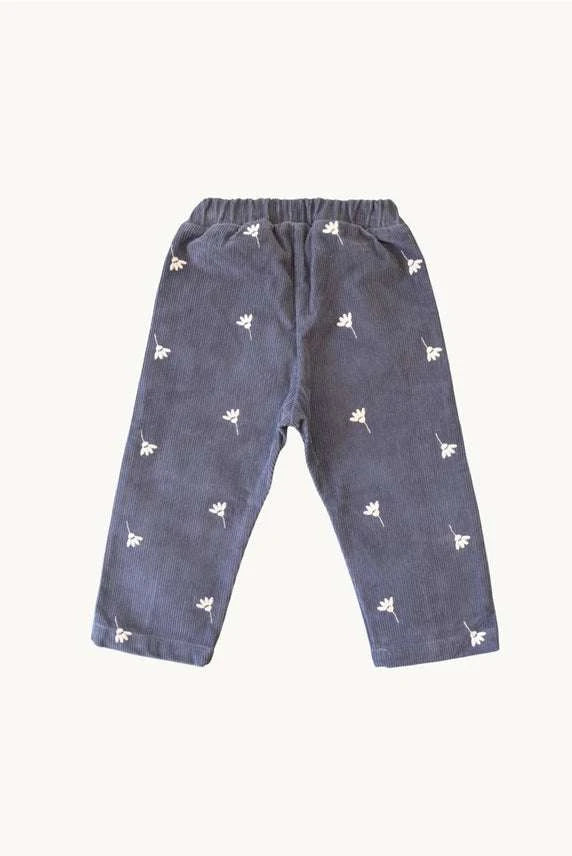 Embroidered cord pants for kids side view detail