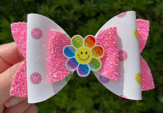 Smiley Daisy Hair Bow